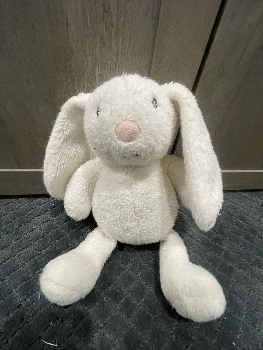 White Plush bunny with Soft Texture and Pink Accent